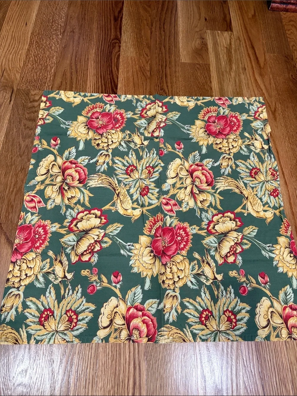 Vintage April Cornell by Danika set of 4 cotton napkins Moda birds Green Floral